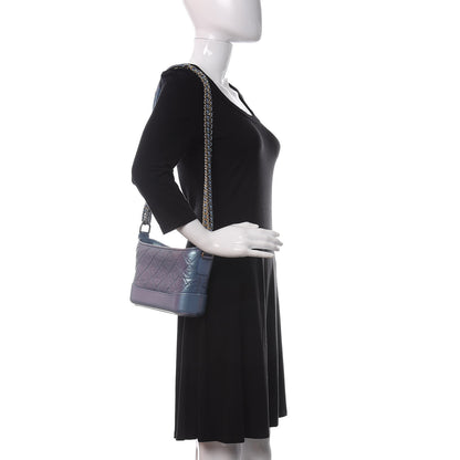 Chanel Iridescent Lambskin Calfskin Quilted Small Gabrielle Hobo Blue 2 of 9