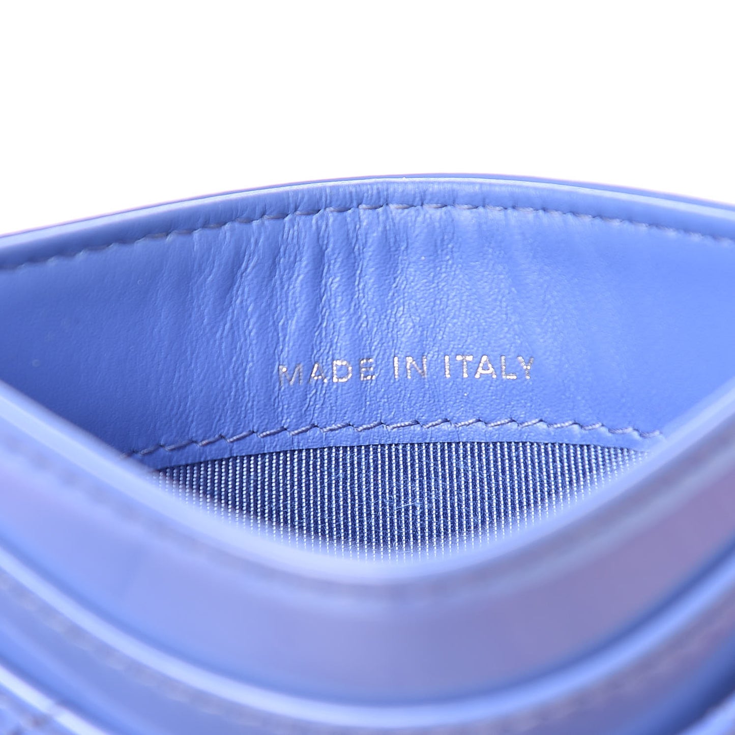 Patent Quilted Card Holder Blue