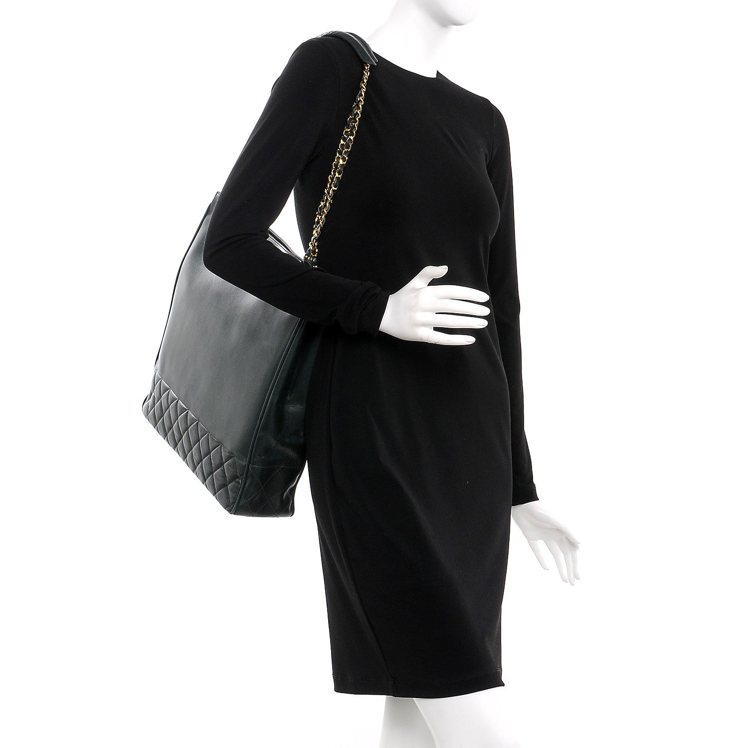Chanel Lambskin Quilted Tote Green 2 of 8
