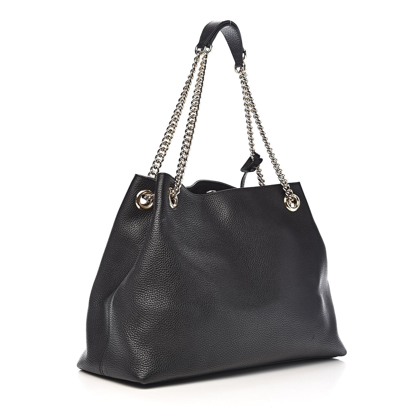 Pebbled Calfskin Medium Soho Chain Shoulder Bag Black