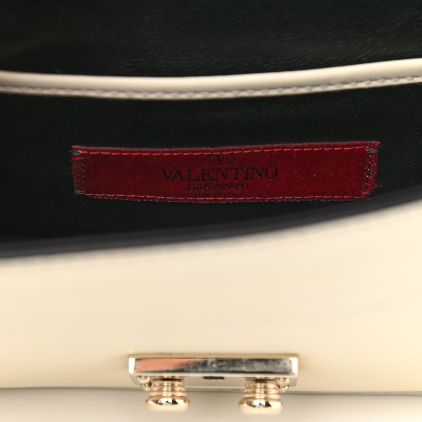 Vitello Mini Glam Lock Rockstud Flap Black Light Ivory