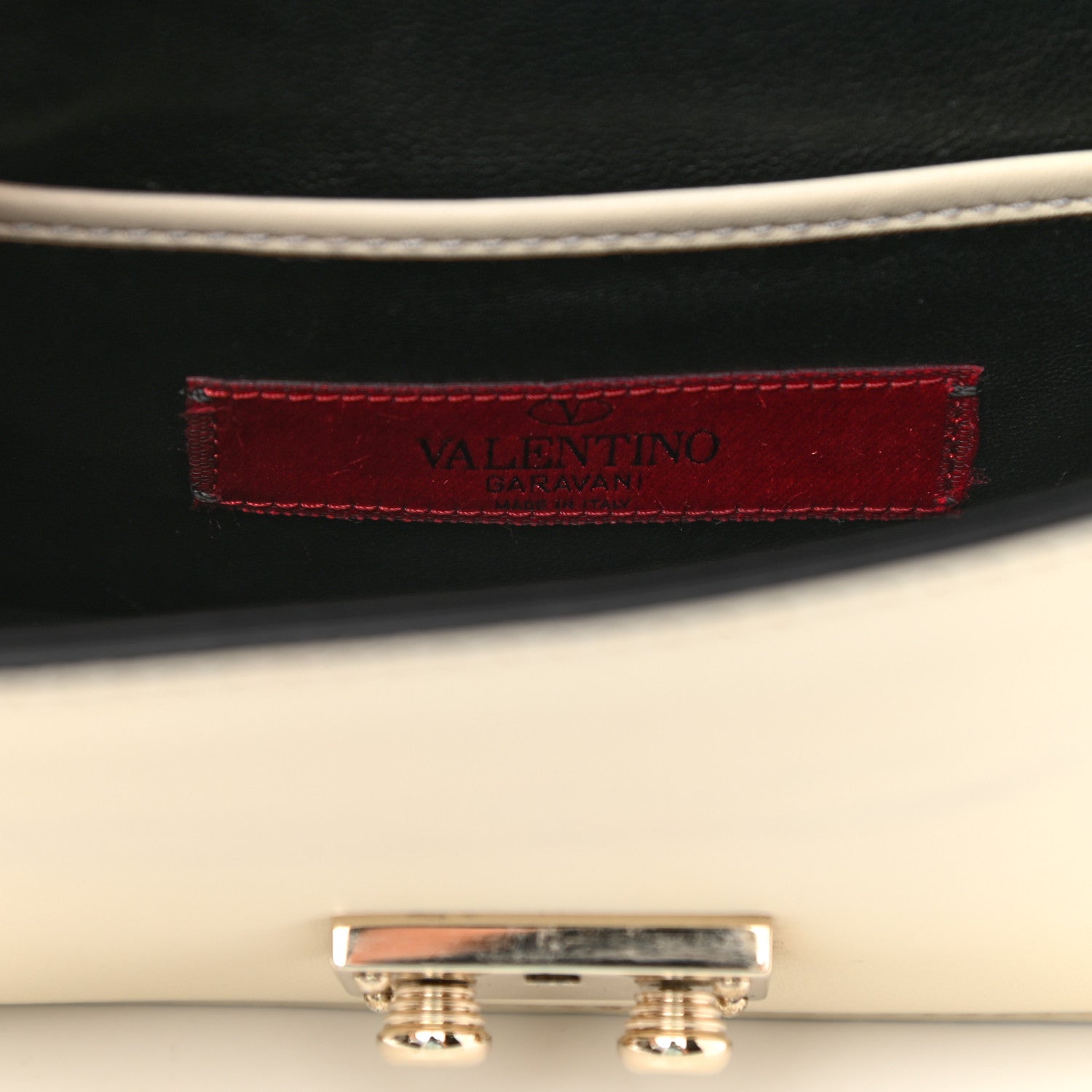 Valentino Garavani Vitello Mini Glam Lock Rockstud Flap Black Light Ivory 7 of 12