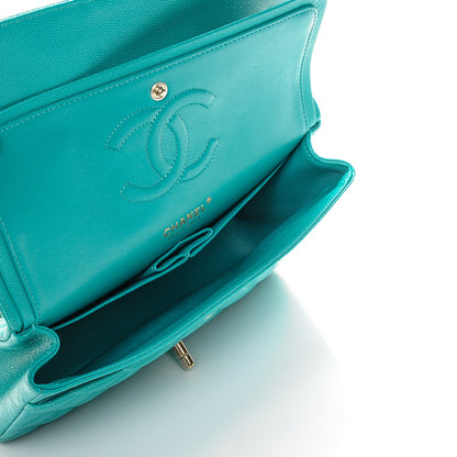 Chanel Caviar Quilted Medium Double Flap Turquoise 5 of 7