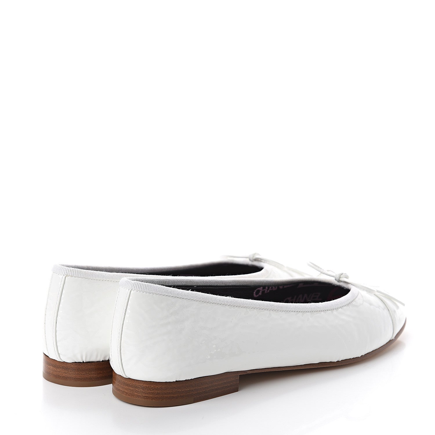 Chanel Shiny Crumpled Lambskin Cap Toe Ballerina Flats 37.5 White 4 of 7