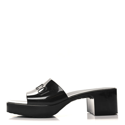 Gucci Rubber Gucci Logo Womens Platform 20/60mm Slide Sandals 40 Black 1 of 9