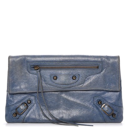 Balenciaga Agneau Classic Hardware Envelope Clutch Atlantique 2 of 16