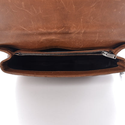 Saint Laurent Calfskin Matelasse Chevron Monogram Large College Bag Cognac 6 of 17