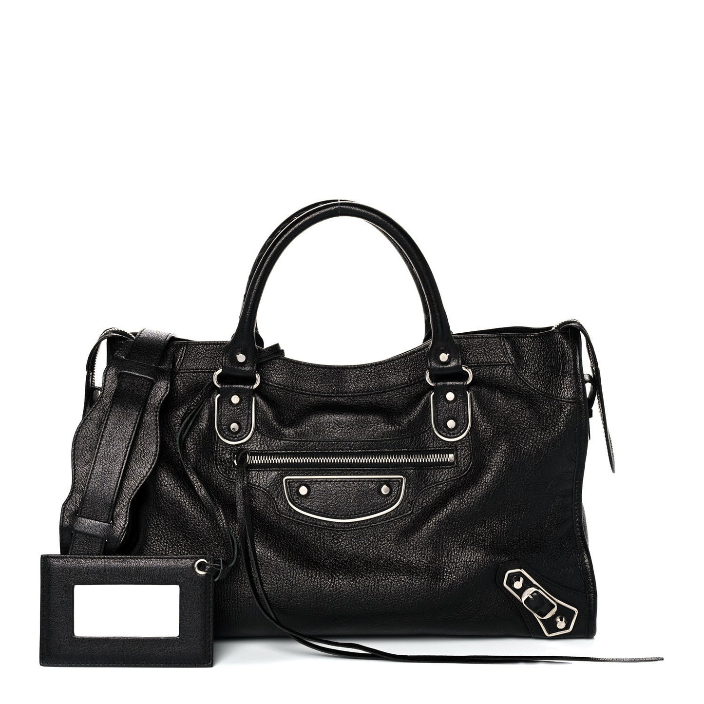 Chevre Silver Metallic Edge Hardware City Black