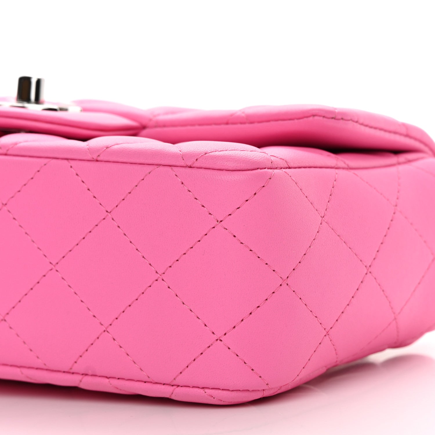 Chanel Lambskin Quilted Mini Rectangular Flap Neon Pink 9 of 12
