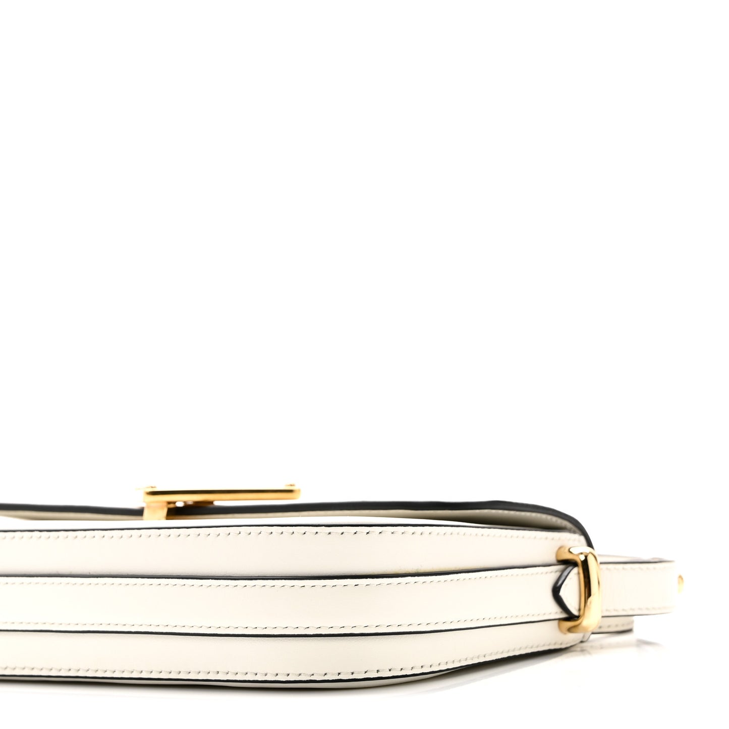Soft Calfskin Metal Triangle Logo Flap Shoulder Bag White