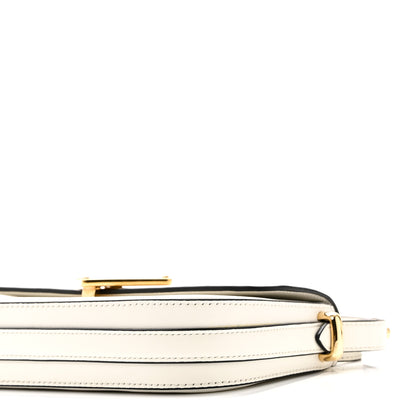 Prada Soft Calfskin Metal Triangle Logo Flap Shoulder Bag White 9 of 10