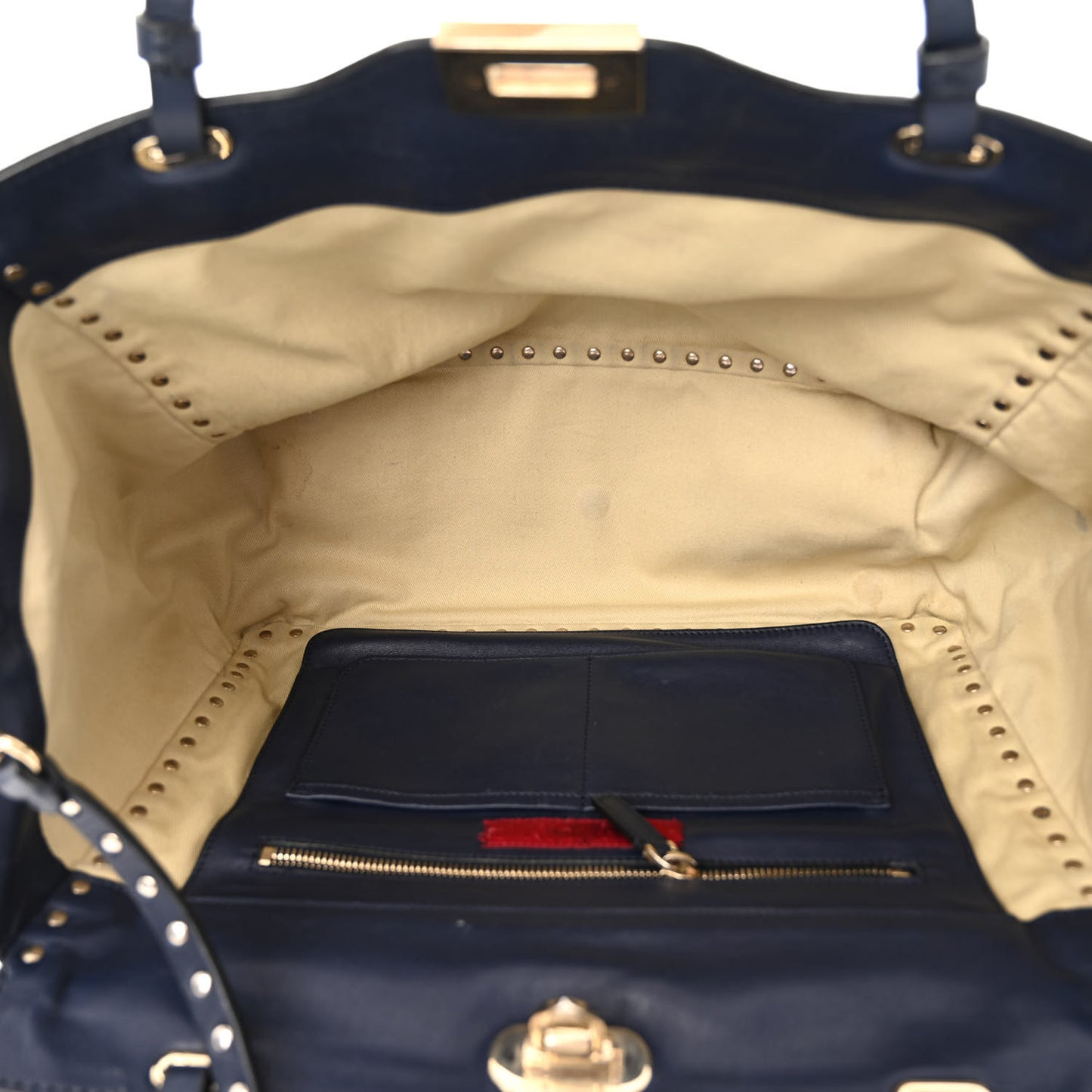 Vitello Medium Rockstud Tote Marine