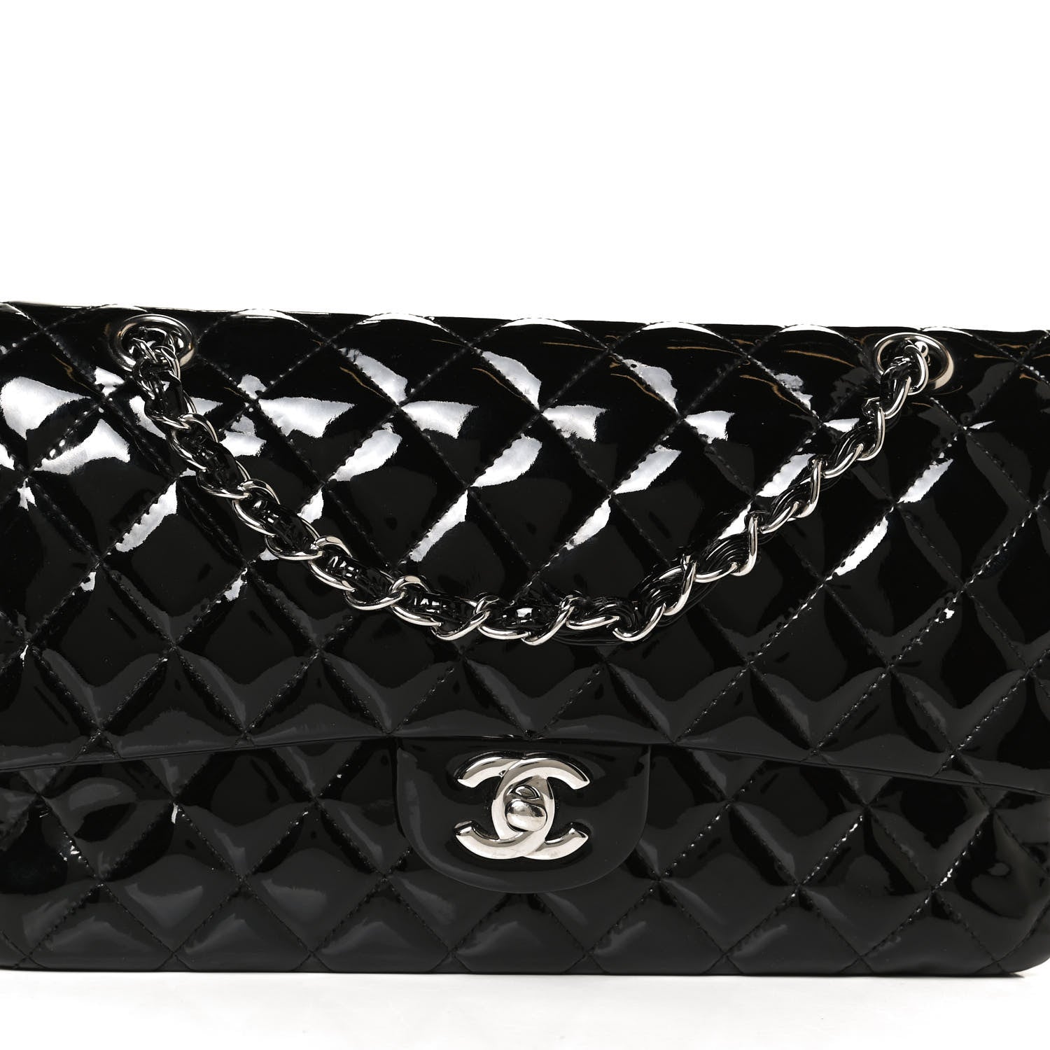 Chanel Patent Quilted Medium Double Flap Black 9 of 11