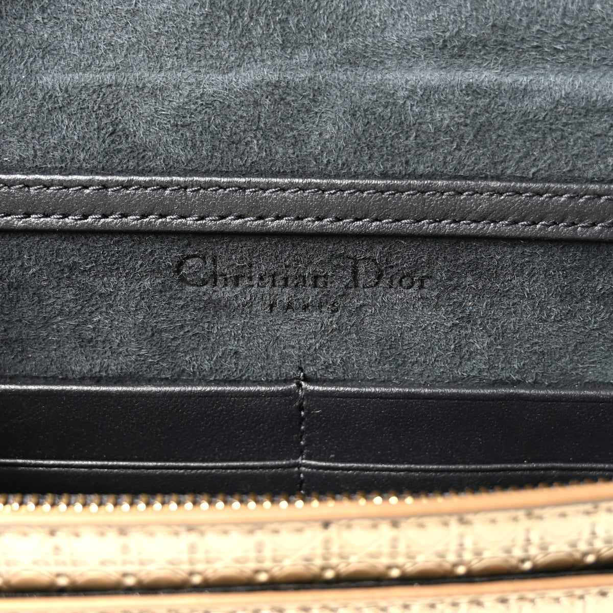 Christian Dior Metallic Patent Micro-Cannage 30 Montaigne 2 in 1 Pouch Gold 6 of 9