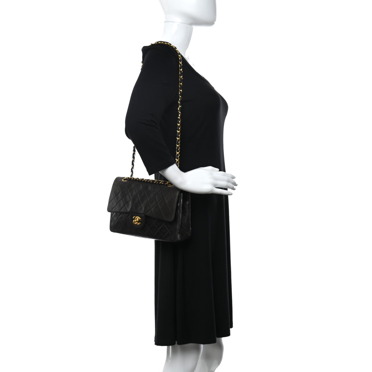 Chanel Lambskin Quilted Medium Double Flap Black 2 of 9