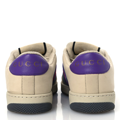 Gucci Calfskin Lame GG Monogram Web Womens Screener Sneakers 39.5 Blue Silver Dusty Milk Shine Purple 6 of 12