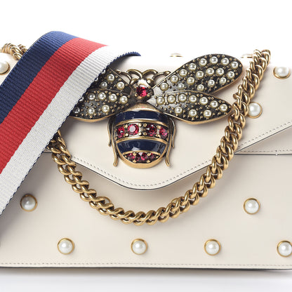Gucci Nappa Pearl Studded Mini Queen Margaret Broadway Shoulder Bag Mystic White 7 of 9