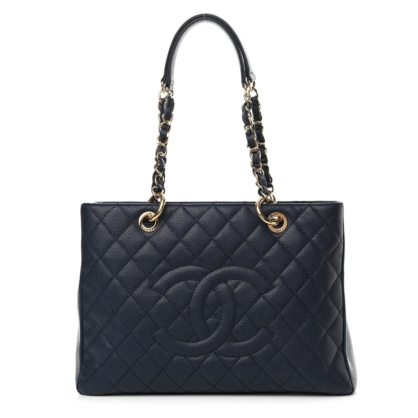 Caviar Quilted Grand Shopping Tote GST Dark Navy Blue