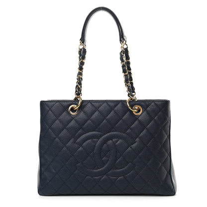 Chanel Caviar Quilted Grand Shopping Tote GST Dark Navy Blue 1 of 10
