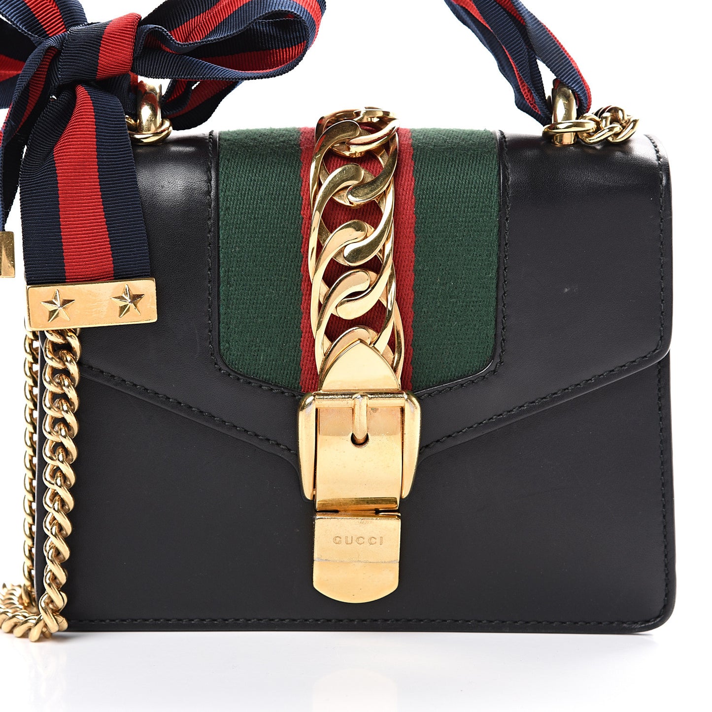 Calfskin Mini Sylvie Chain Shoulder Bag Black