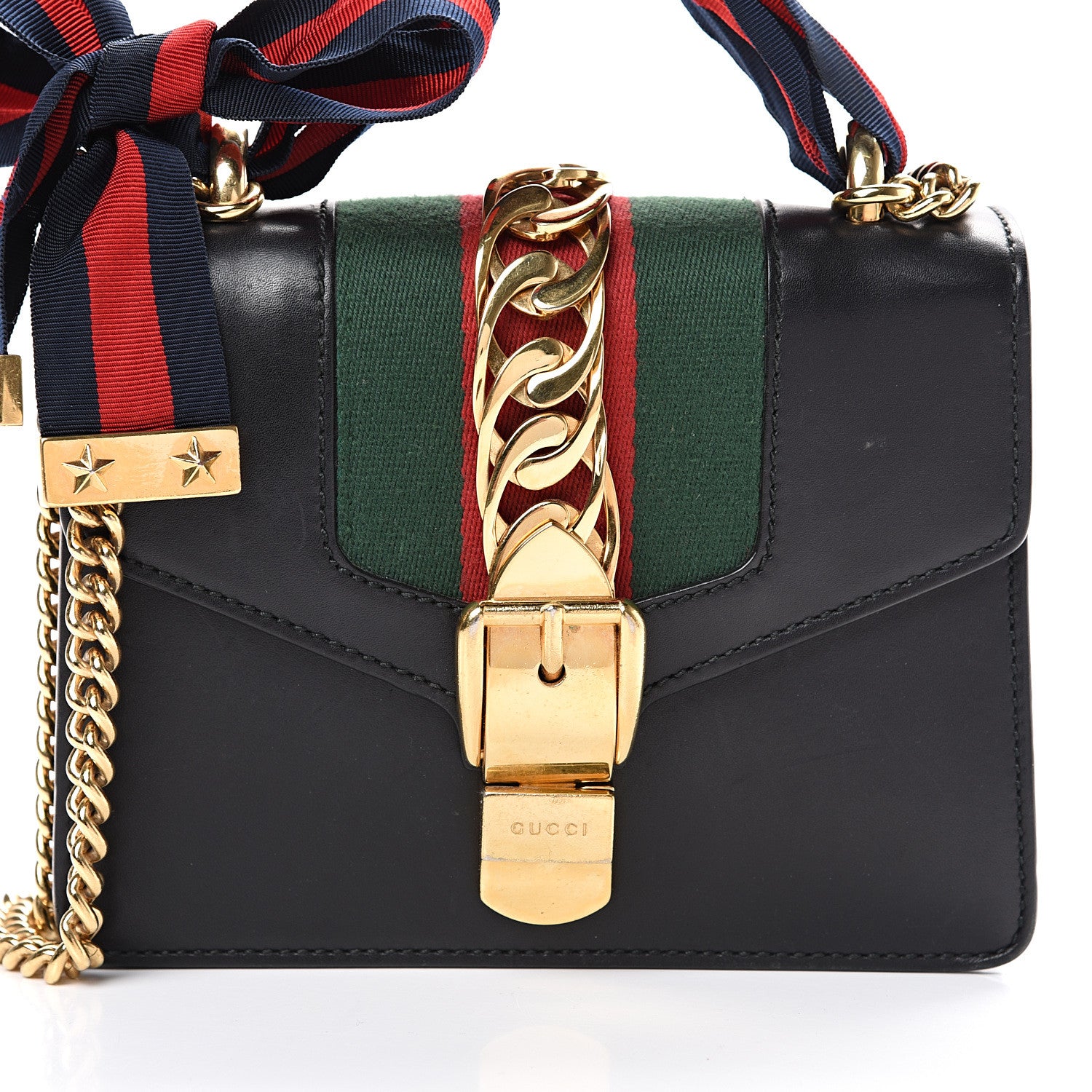 Gucci Calfskin Mini Sylvie Chain Shoulder Bag Black 14 of 18