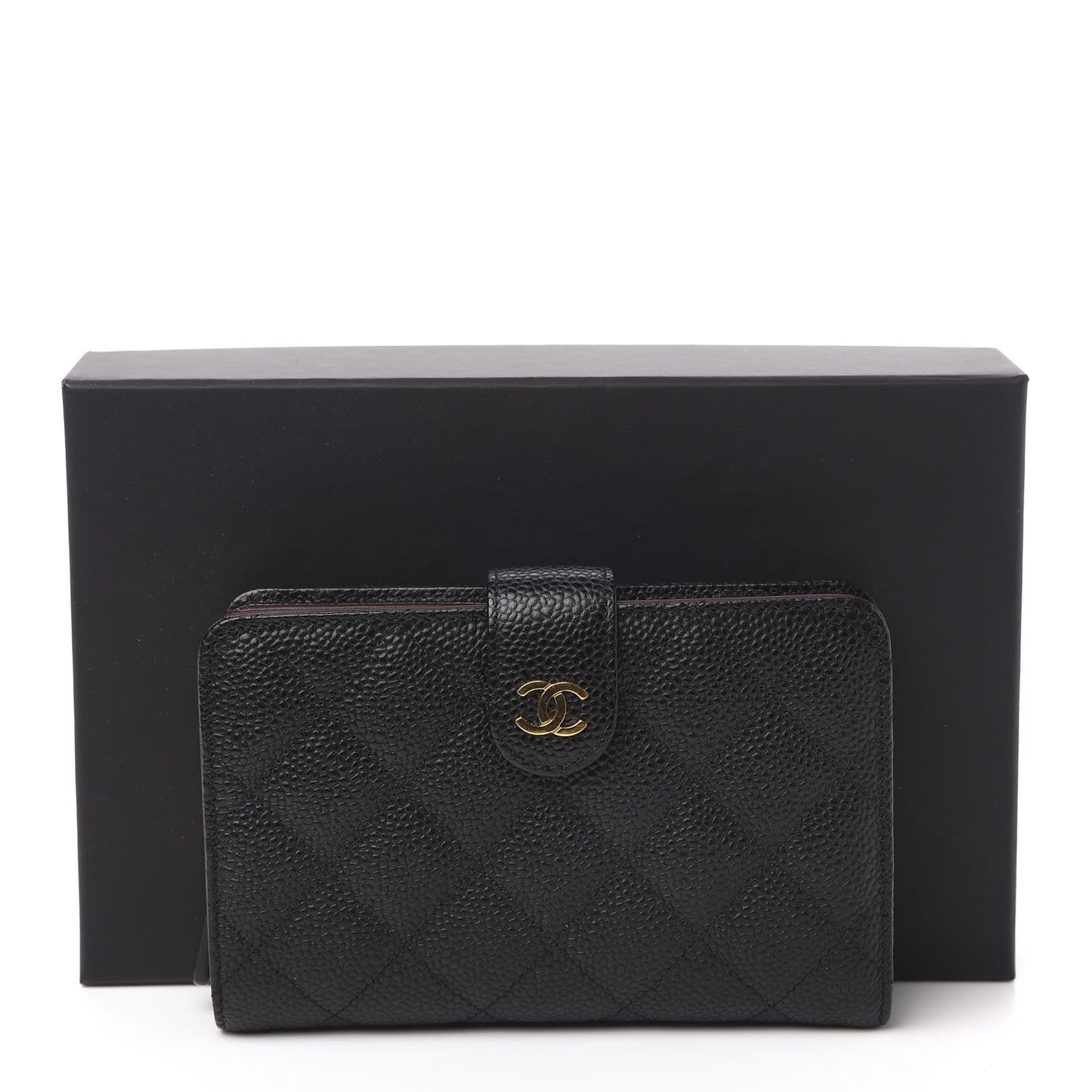 Caviar Quilted Zipped Pocket Wallet Black
