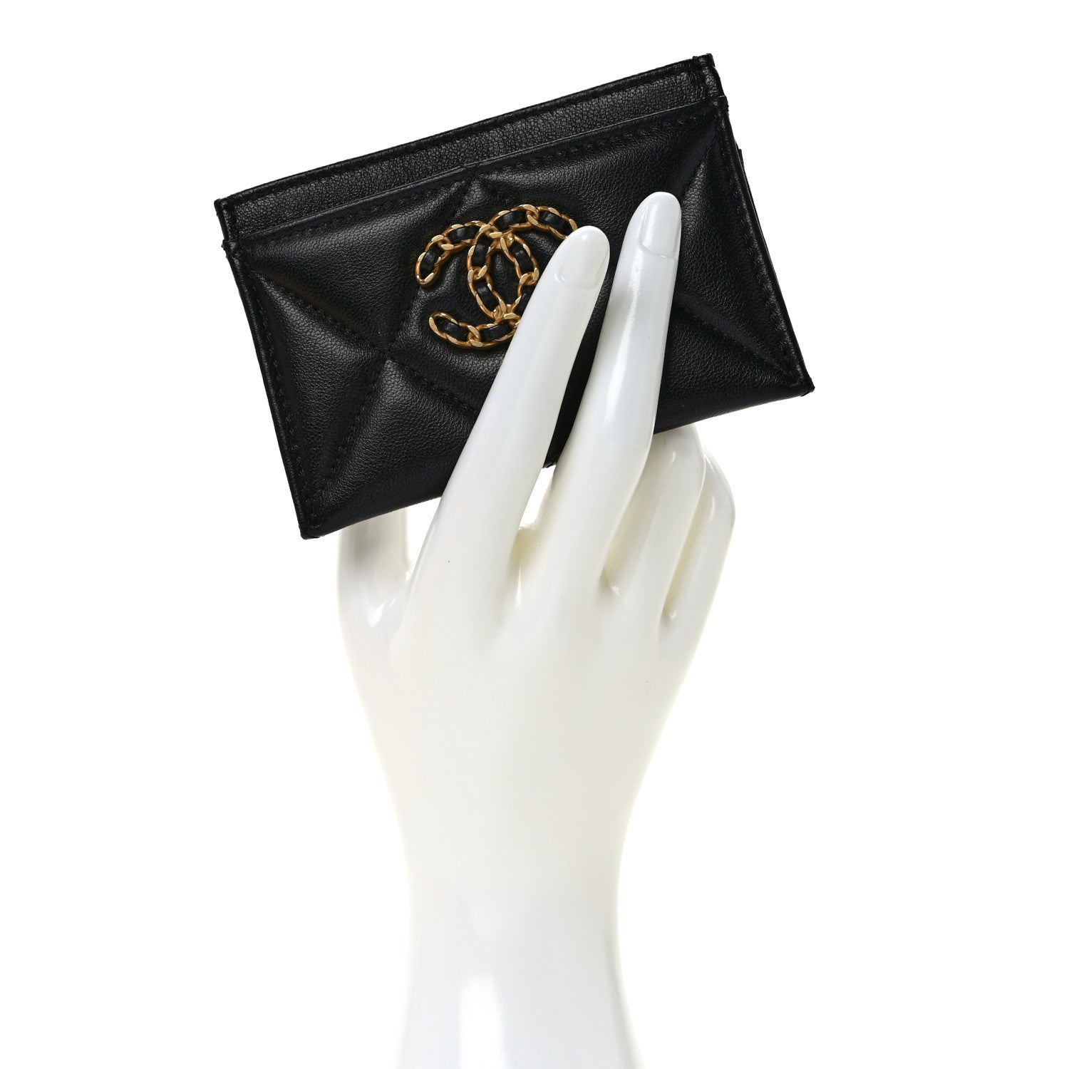 Chanel Lambskin Quilted Chanel 19 Card Holder Black 2 of 8