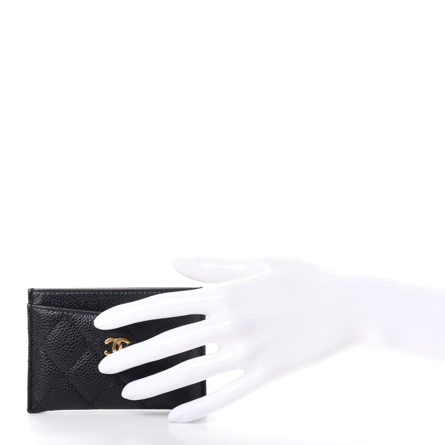 Caviar Quilted Card Holder Black