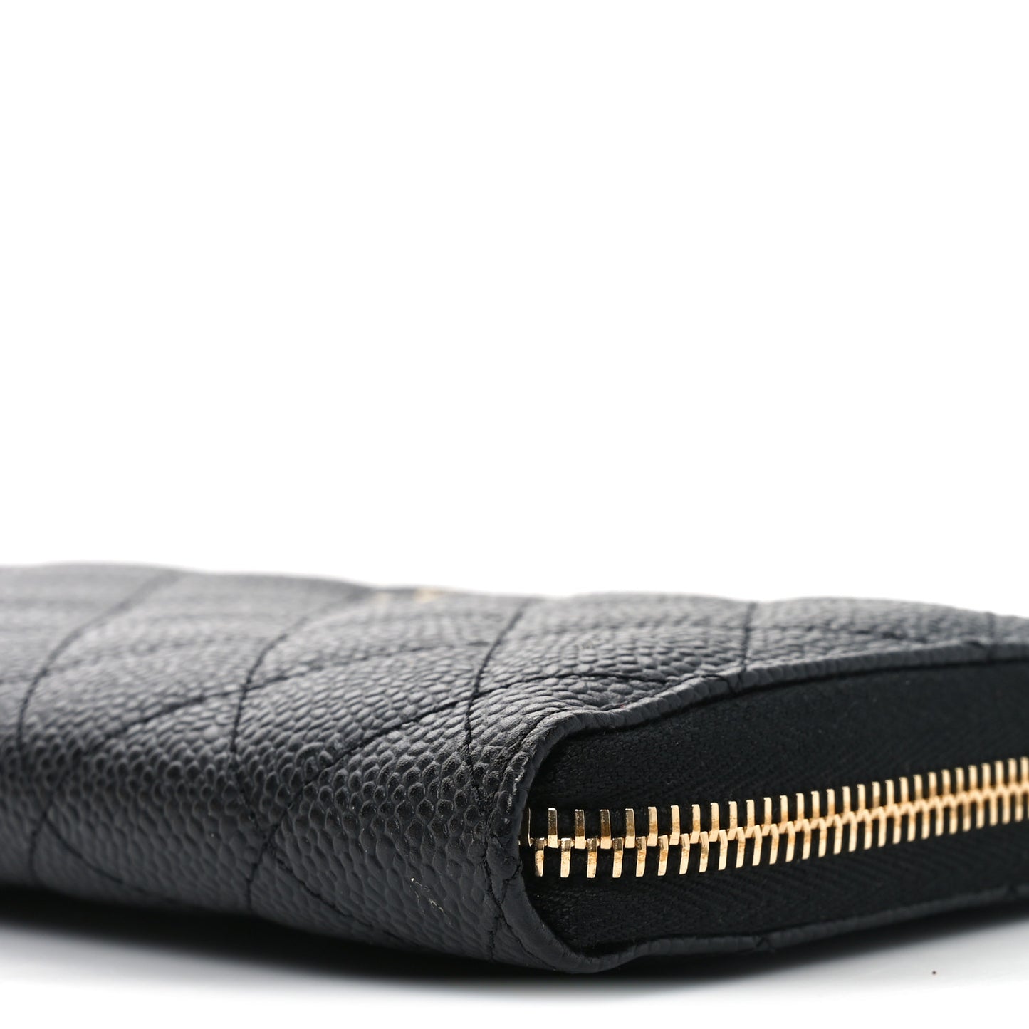 Caviar Quilted Large Gusset Zip Around Wallet Black