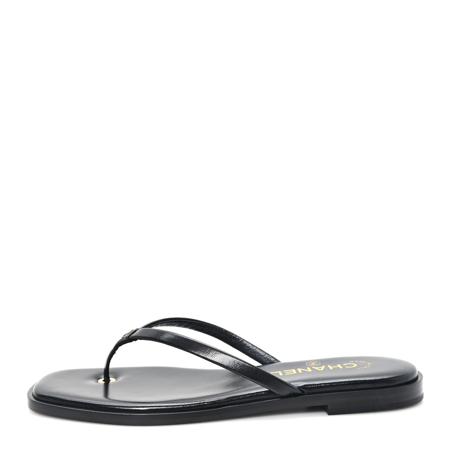Chanel Goatskin Times Square Thong Sandals 38 Black 1 of 10