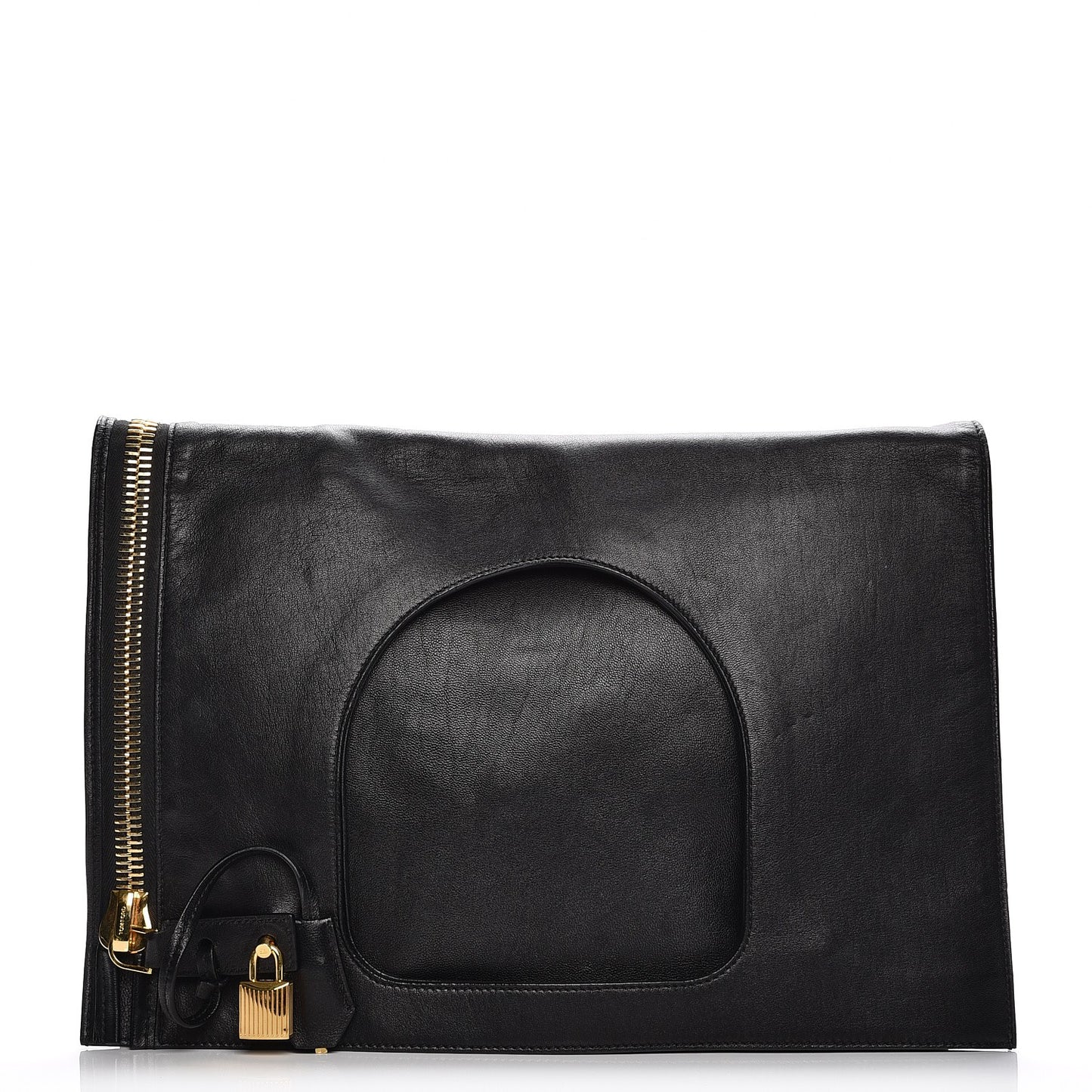 Ramskin Large Alix Padlock Zip Shoulder Bag Black