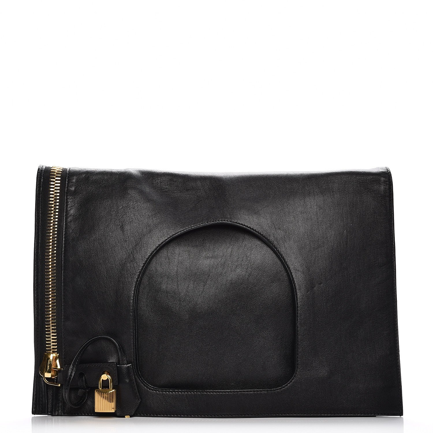 Tom Ford Ramskin Large Alix Padlock Zip Shoulder Bag Black 1 of 7