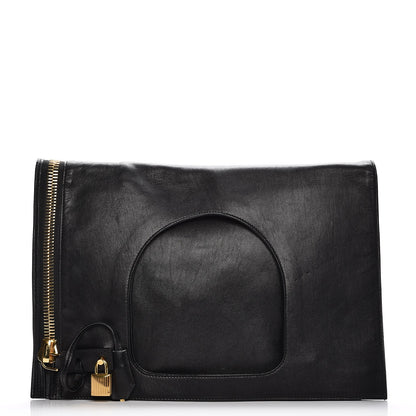 Tom Ford Ramskin Large Alix Padlock Zip Shoulder Bag Black 1 of 7