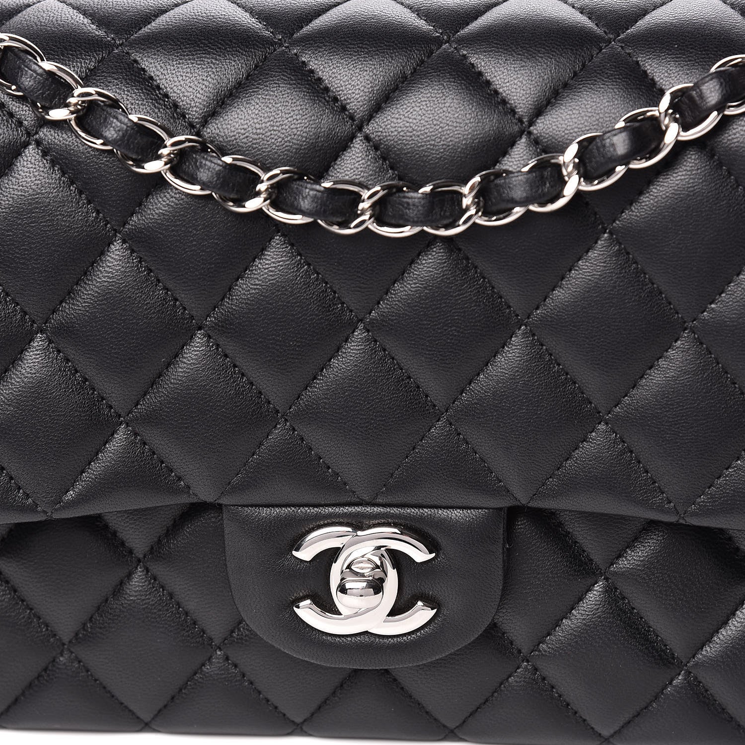 Chanel Lambskin Quilted Medium Double Flap Black 10 of 13