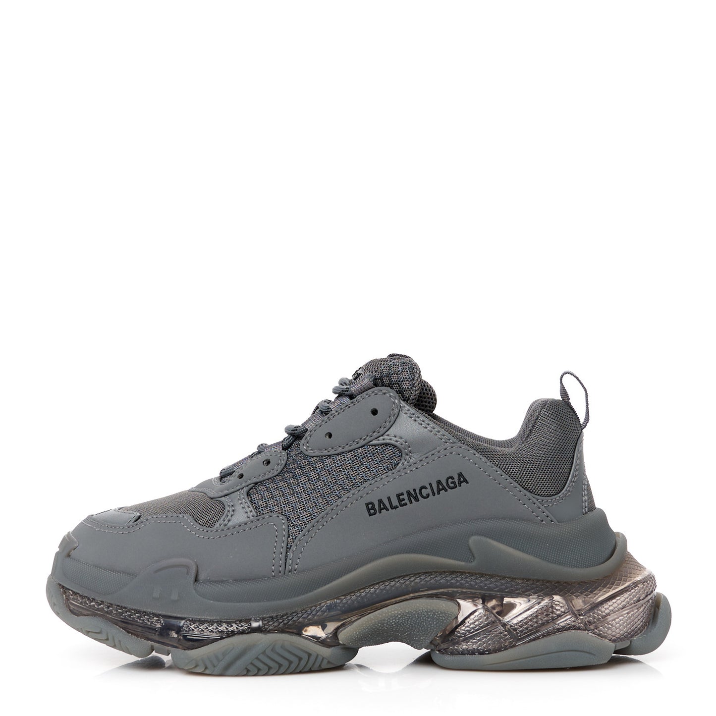 Fabric Mesh Clear Sole Womens Triple S Sneakers 40 Dark Grey