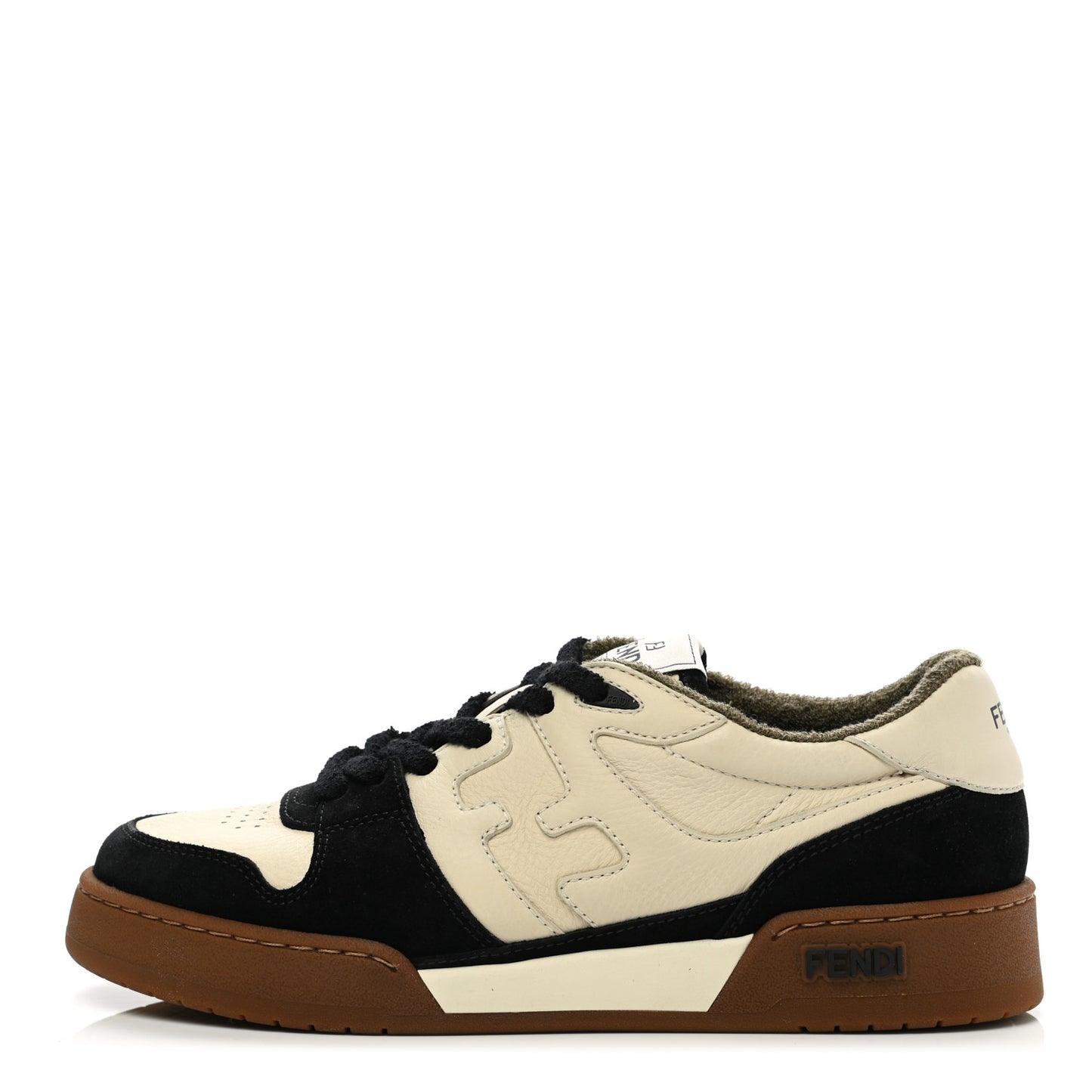 Suede Vitello Fendi Match Low Top Sneakers 40 Milk Black