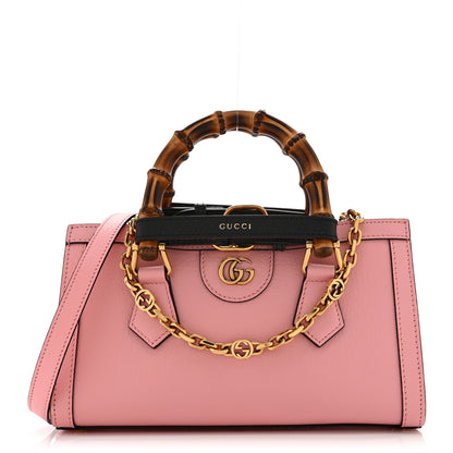 Gucci Textured Dollar Calfskin Web Small Diana Shoulder Bag Wild Rose Black 1 of 11