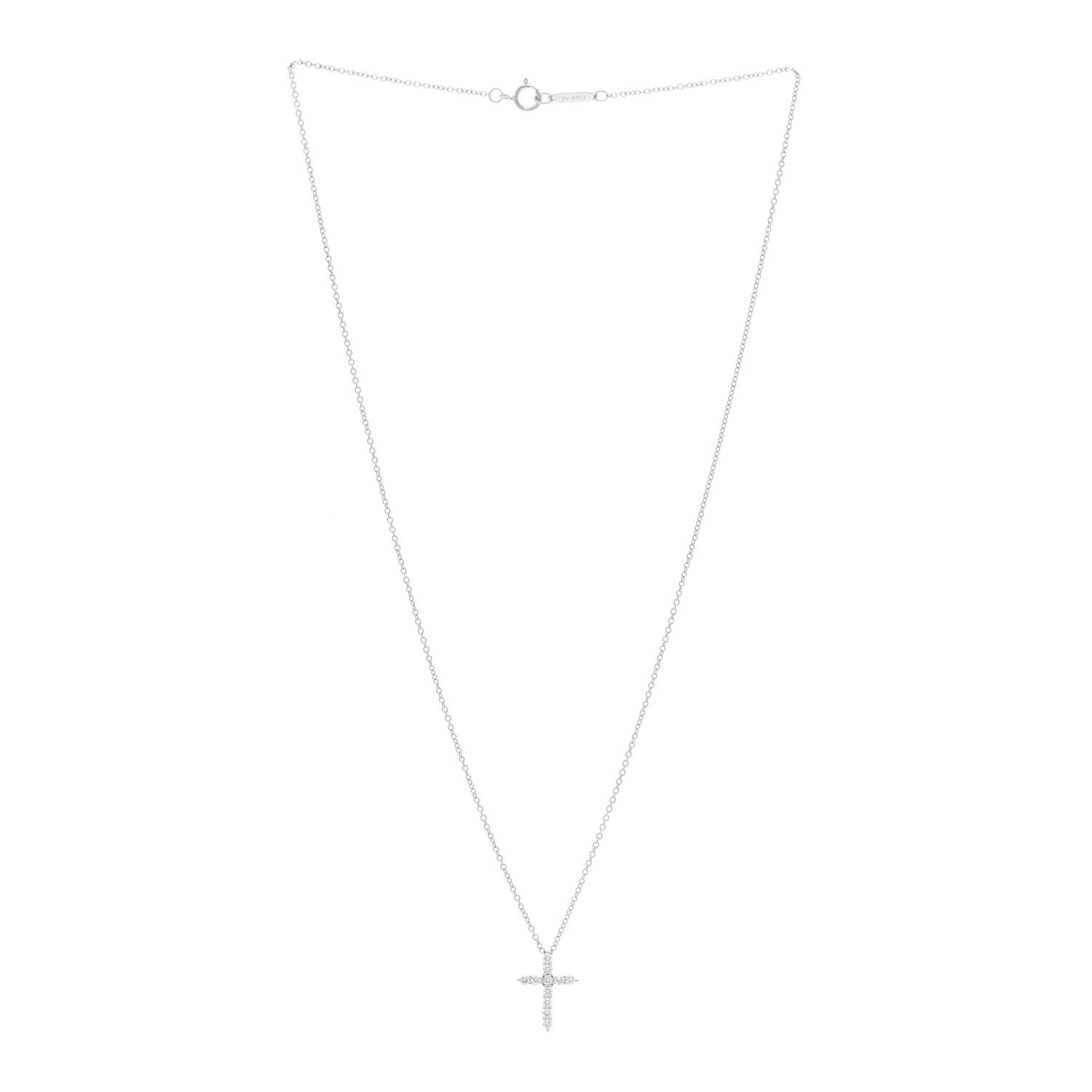 Tiffany Platinum Diamond Mini Cross Pendant Necklace 3 of 5
