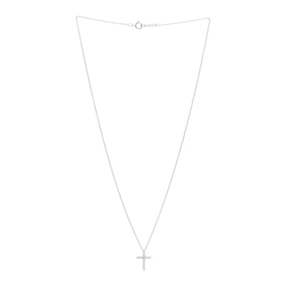 Tiffany Platinum Diamond Mini Cross Pendant Necklace 3 of 5