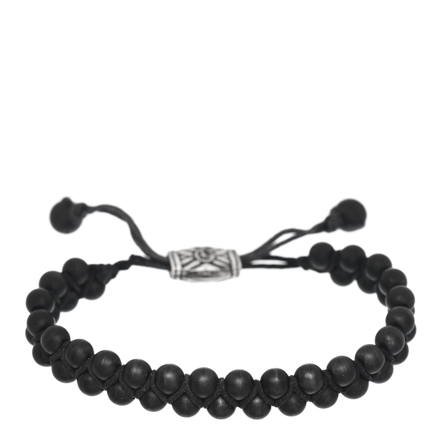 Sterling Silver Black Onyx 6mm Spiritual Beads Two Row Bracelet
