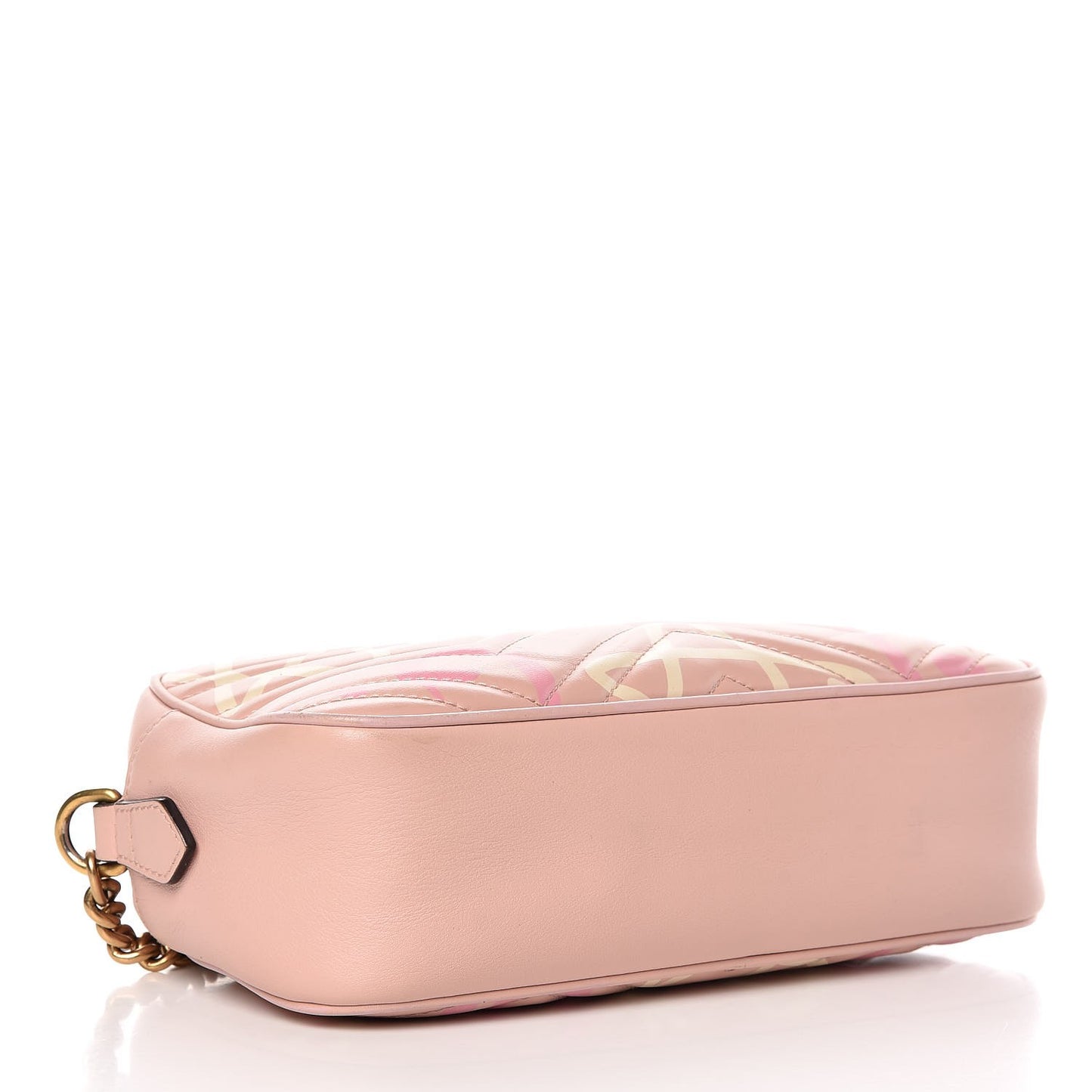 Calfskin Matelasse GucciGhost Small GG Marmont Chain Shoulder Bag Perfect Pink Rosa Ivory