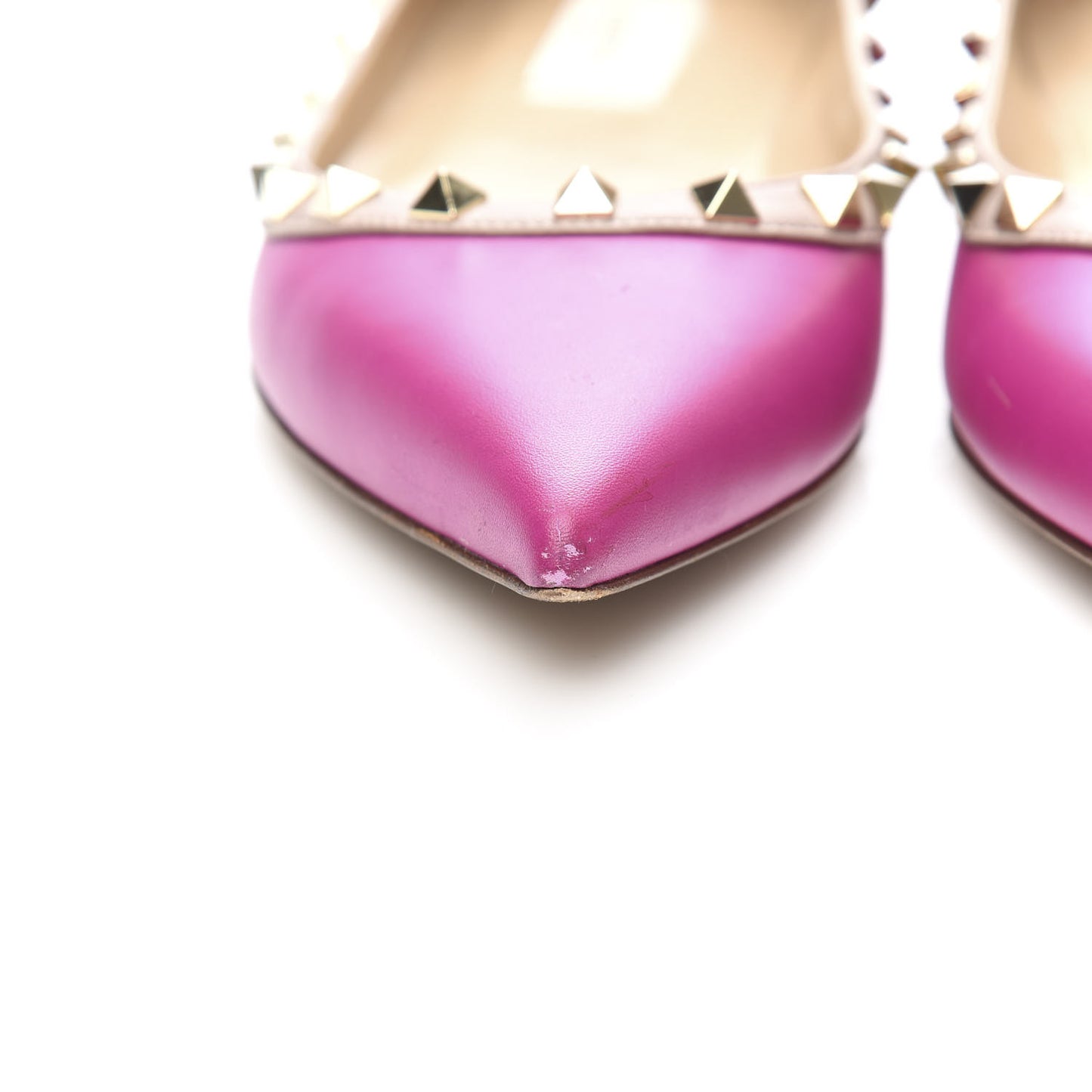 Calfskin Nappa Rockstud Ballerina Flats 39 Fuxia Poudre