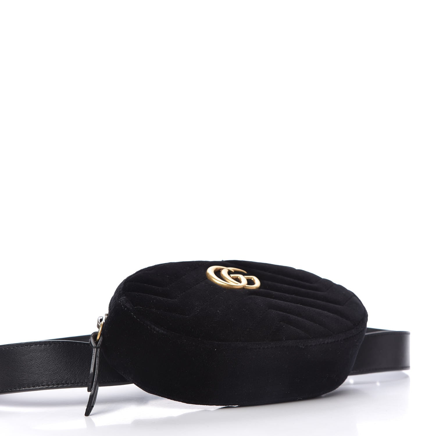 Gucci Velvet Matelasse GG Marmont Belt Bag 85 34 Black 4 of 9
