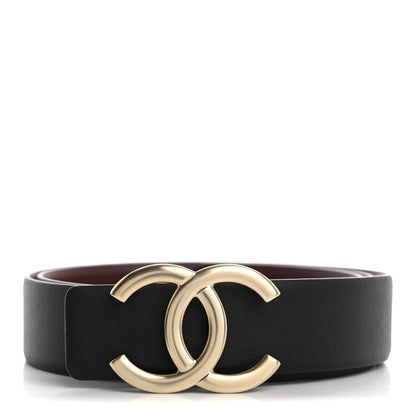 Chanel Calfskin CC Reversible Belt 85 34 Black Burgundy 1 of 7
