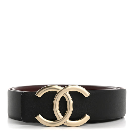 Calfskin CC Reversible Belt 85 34 Black Burgundy