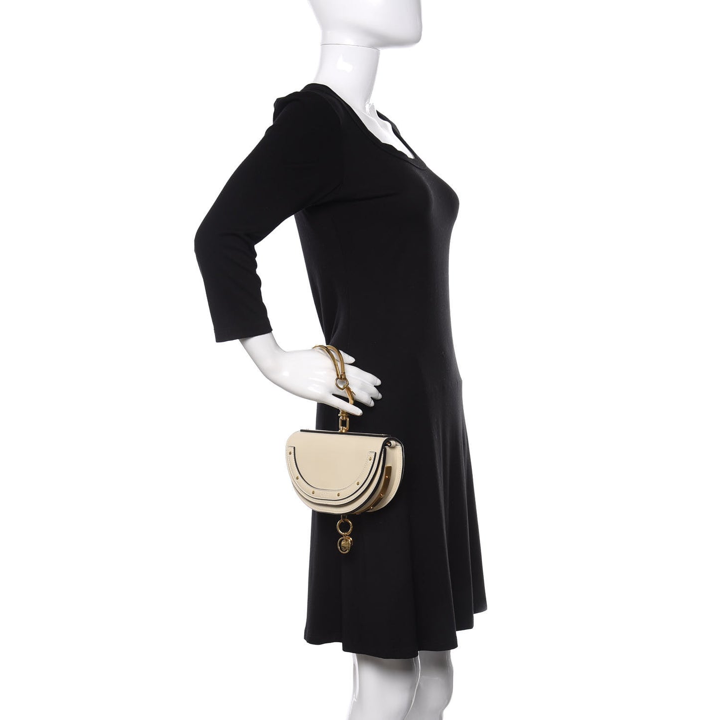 Calfskin Small Nile Bracelet Minaudiere Bag Off White