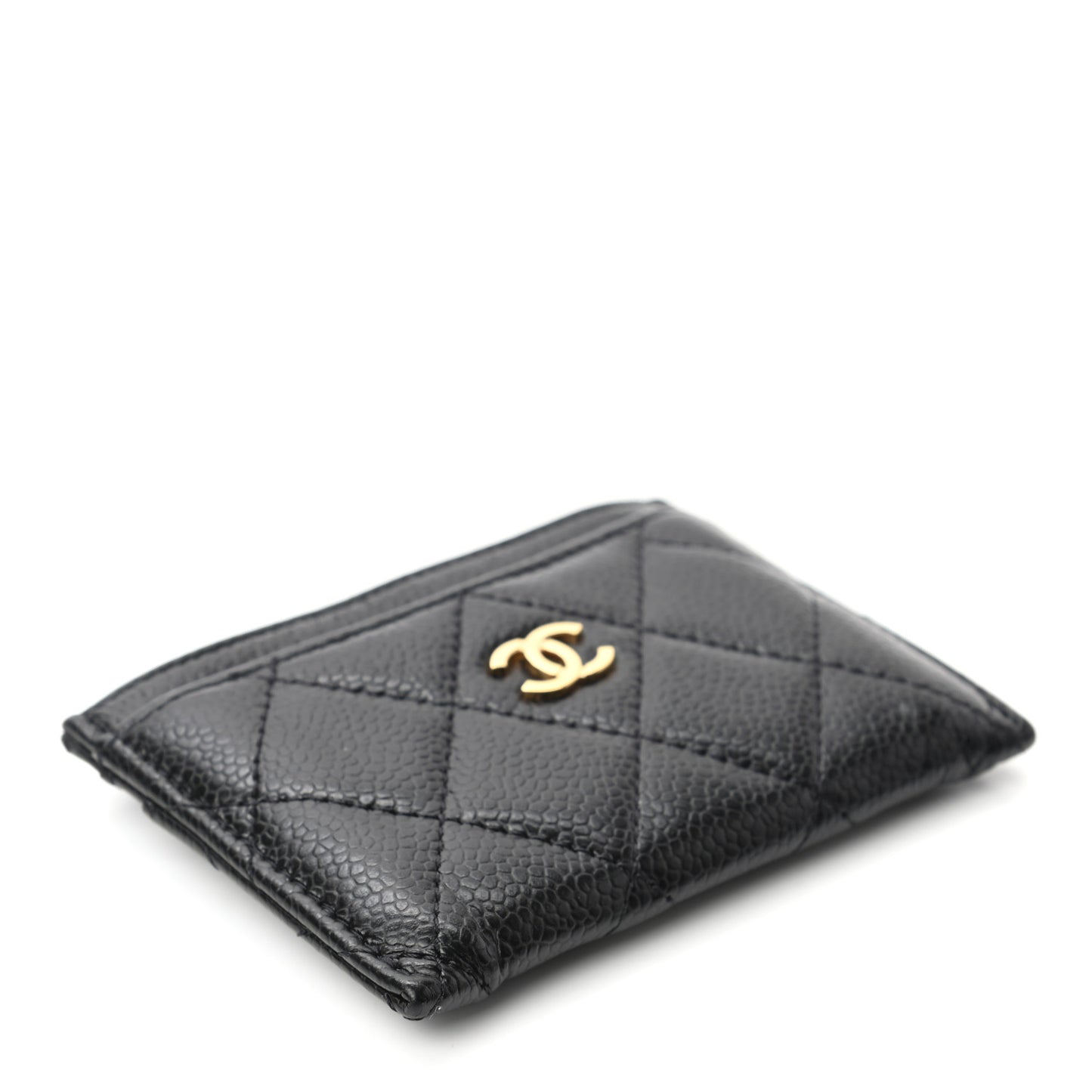 Caviar Quilted Card Holder Black