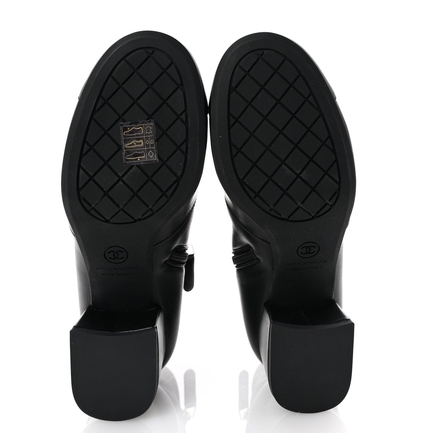Stretch Lambskin Cap Toe CC Short Boots 37.5 Black