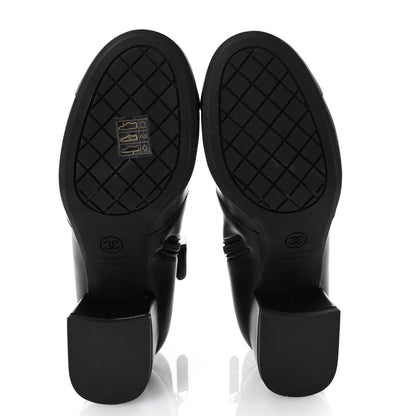 Chanel Stretch Lambskin Cap Toe CC Short Boots 37.5 Black 6 of 9