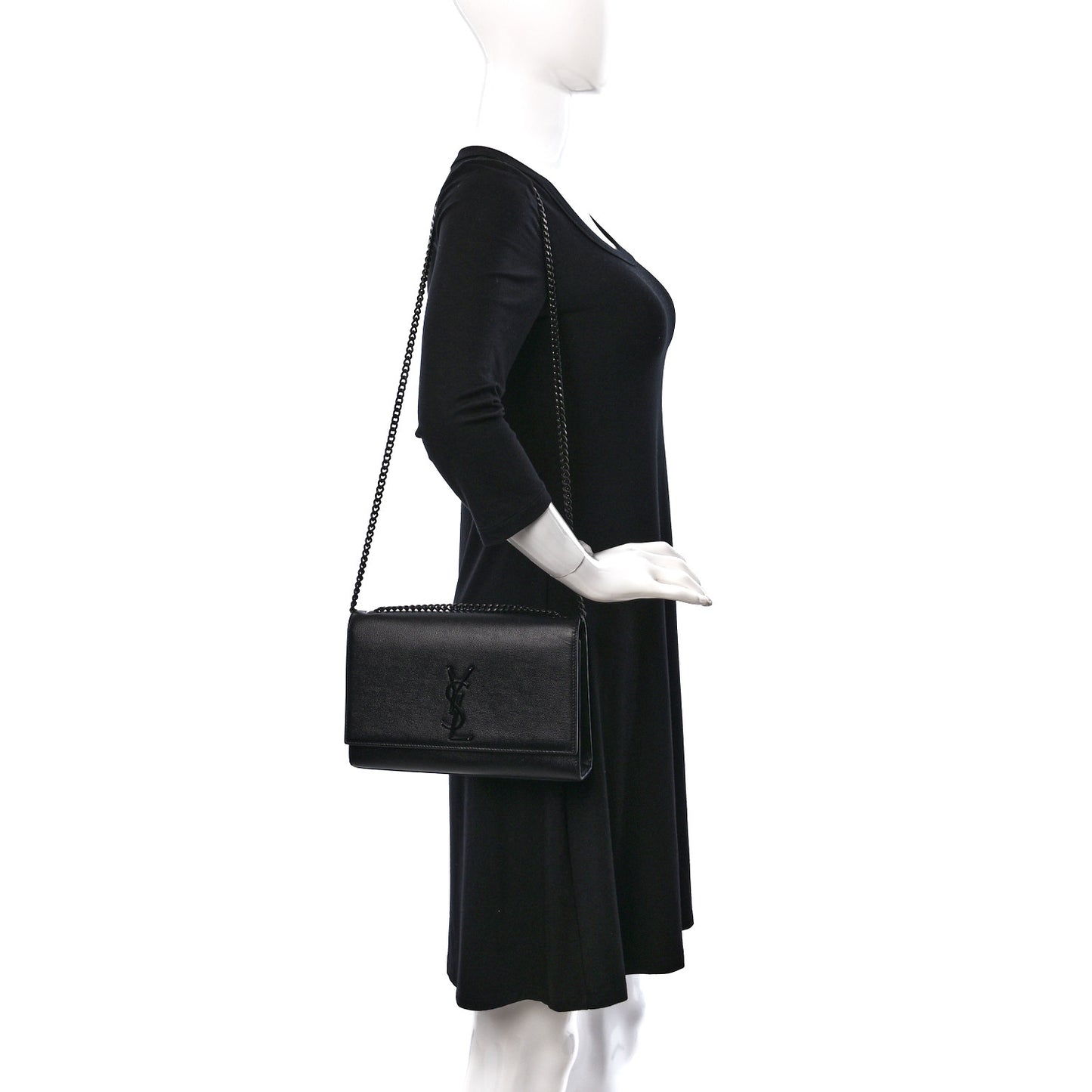 Grain De Poudre Medium Classic Monogram Monochrome Kate Satchel Black
